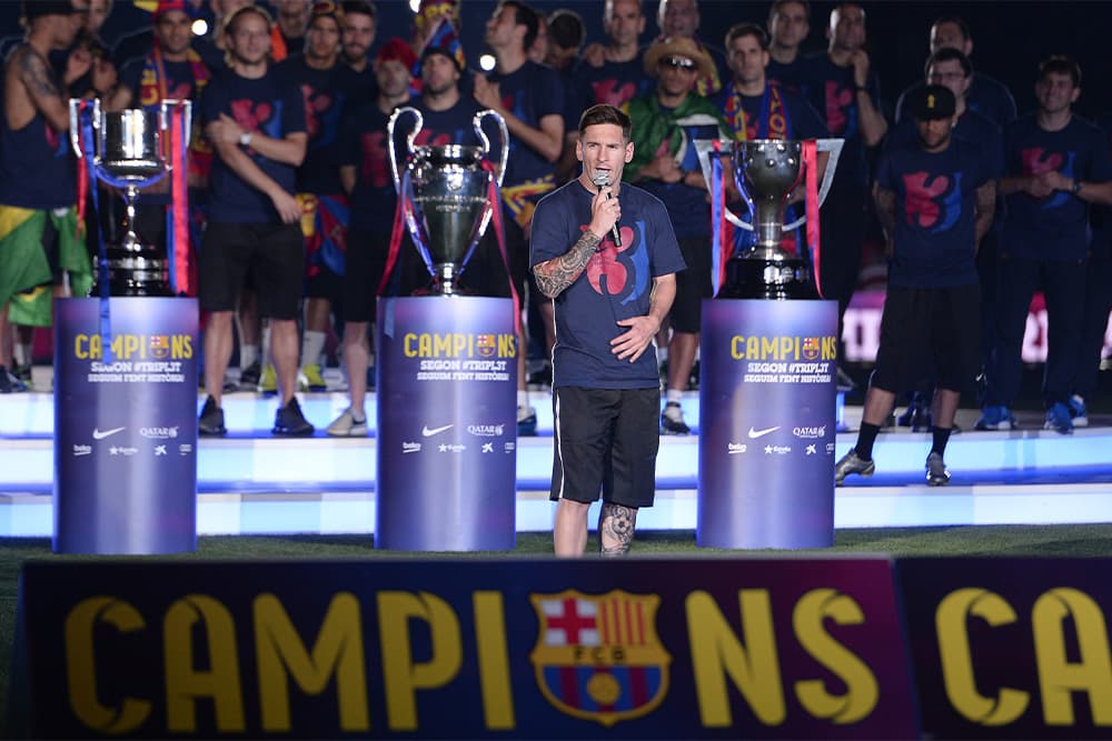 Messi Barcelona 2015 Treble