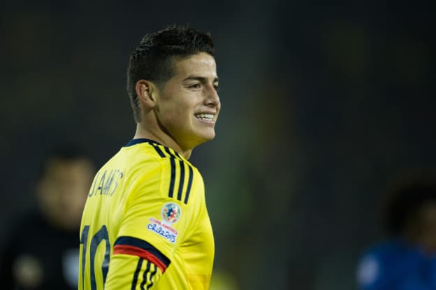 Action photo during the match Brazil vs Colombia, Corresponding of the group -C- of XLIV Copa America Chile 2015 at Monumental stadium, Santiago, Chile, in the photo: James Rodriguez of Colombia Foto de accion durante el partido Brasil vs Colombia, Correspondiente al grupo -C- de la XLIV Copa America Chile 2015 en el estadio Monumental, Santiago, Chile, en la foto: James Rodriguez de Colombia 17/06/2015/MEXSPORT/Jorge Martinez.