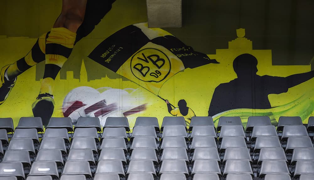 Empty seats at the Borussia Dortmund stadium