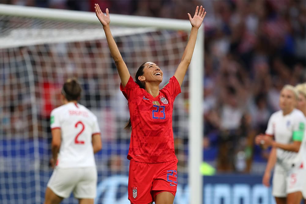 Christen Press honors her late mother after scoring a goal in the 2019 WC.