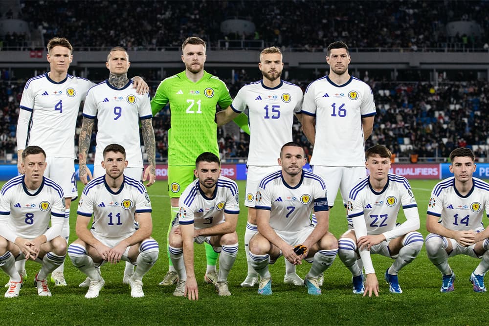 Scottish national team on the field before match