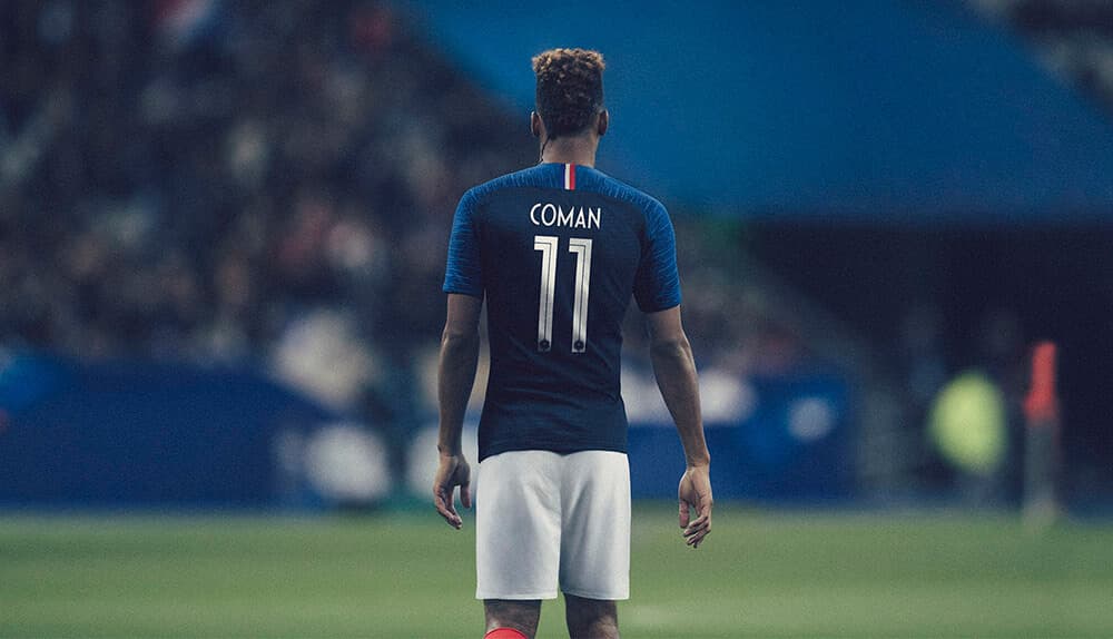 Kingsley Coman in the 2018 Nike France home kit