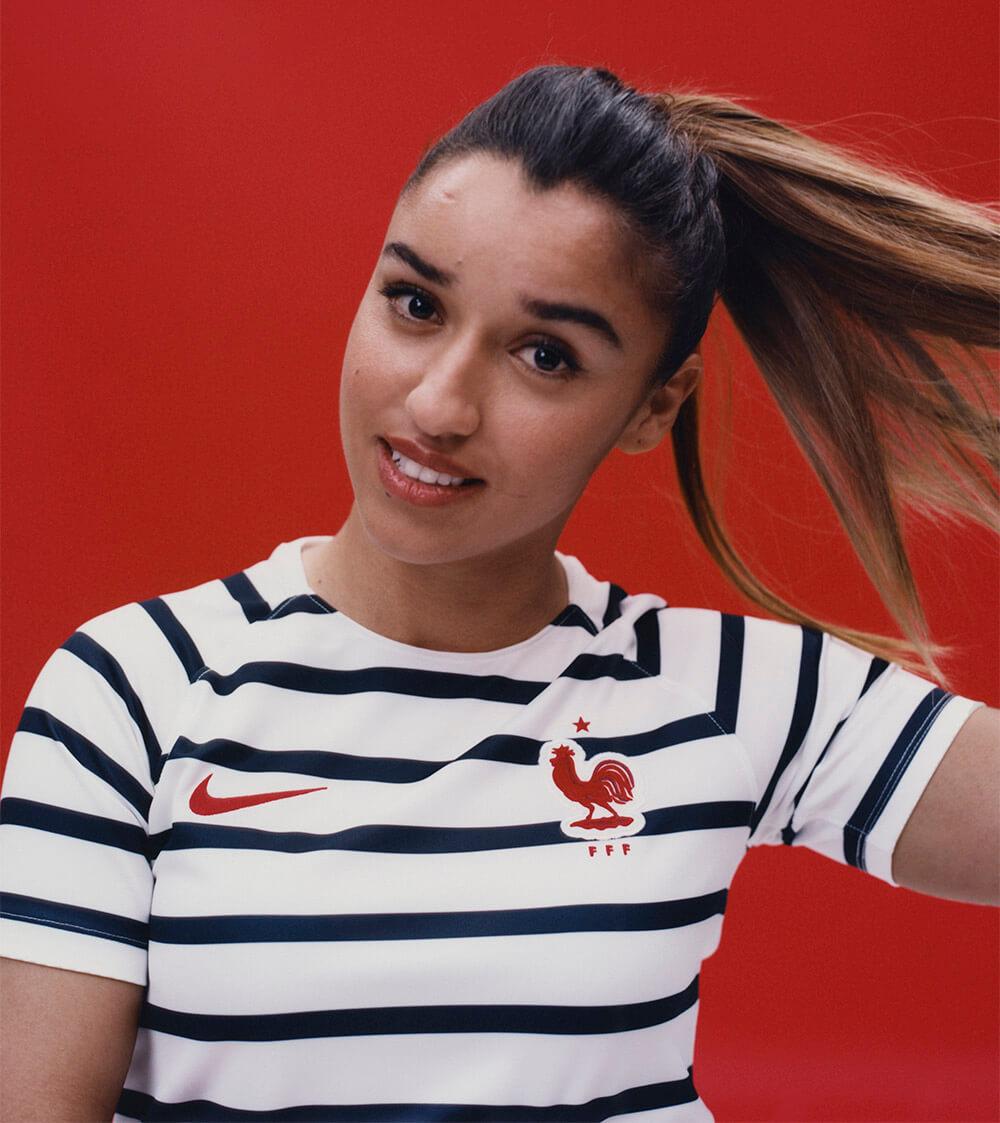 Sakina Karchaoui in the 2018 Nike France prematch top