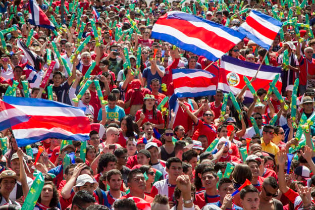 Costa Rican Celebrate Victory Over Italy