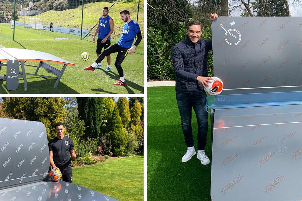 Premier League players with their Teqball Tables