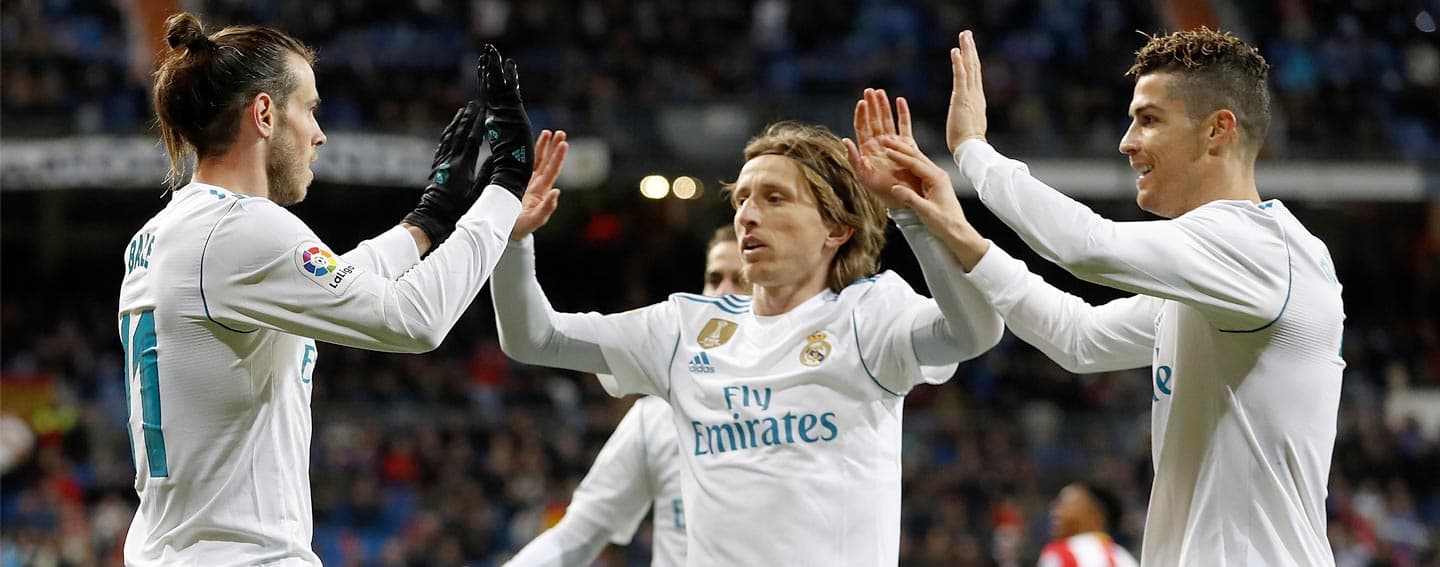  Gareth Bale, Luka Modric and Cristiano Ronaldo of Real Madrid