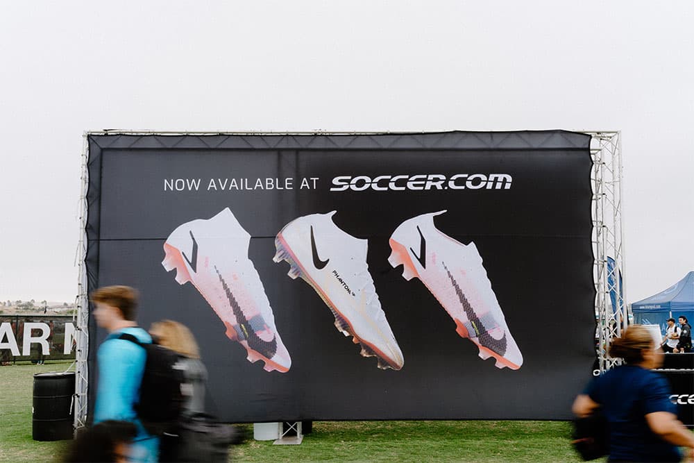 The SOCCER.COM x Nike tent at the 2021 Surf Cup in Oceanside.