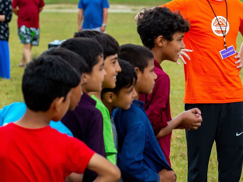 Afghan refugees taking part in the recreational programming provided by Sanford and his team.