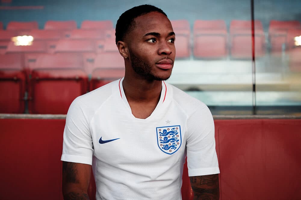 Raheem Sterling in the 2018 Nike England Home Kit