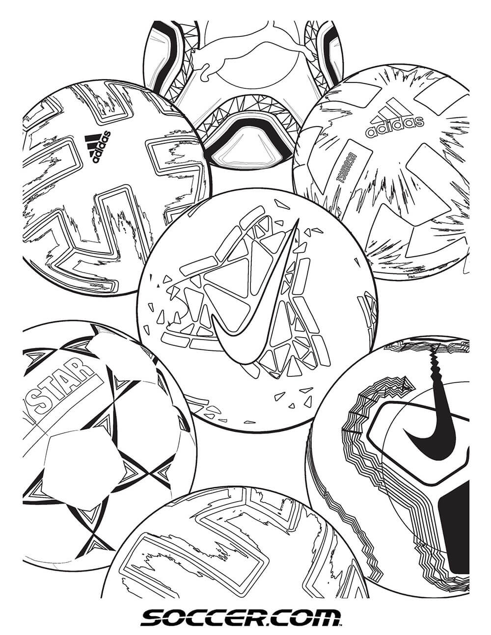 Soccer Balls Coloring Page